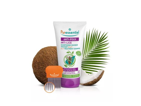 Puressentiel Shampooing masque traitant 2 en 1 Anti-Poux avec peigne - 150 ml