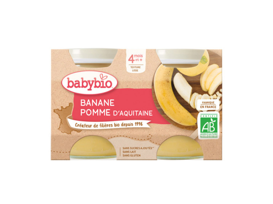 Babybio Petits pots banane & pomme d'Aquitaine BIO - 2x130g