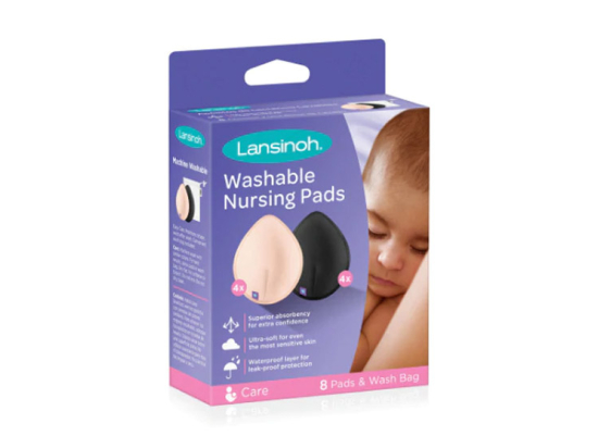 Lansinoh Coussinets d'allaitement lavables Noir et Chair - 8 coussinets