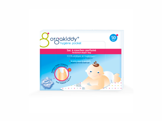 Orgakiddy Sac à couches parfumé senteur talc - 50 sacs