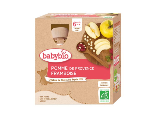 Babybio  Gourdes Pomme Framboise BIO - 4x90 g