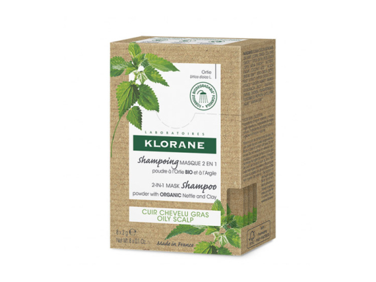 Klorane Shampoing Masque 2en1 à la Poudre d'Ortie BIO - 8 sachets