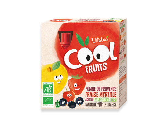 Vitabio Cool Fruits Pomme de Provence Fraise Myrtille BIO - 4x90g