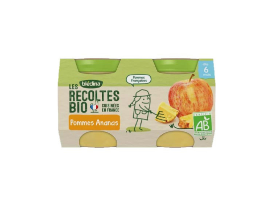 Blédina Les Récoltes BIO Petit Pot Pommes Ananas - 2 x 130 g
