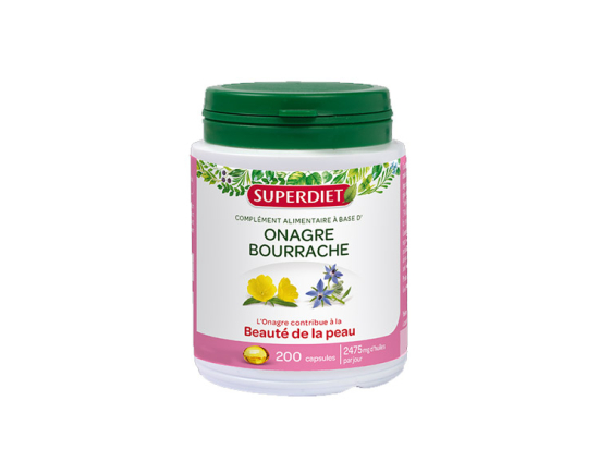 Superdiet Huiles Onagre et Bourrache BIO - 200 capsules