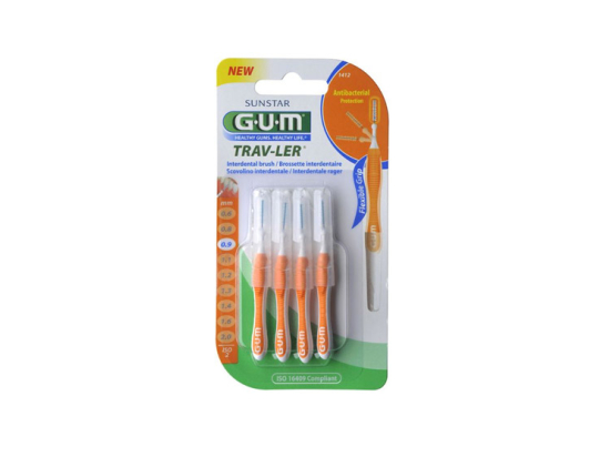 GUM Trav-Ler 1412 Brossettes interdentaires 0,9mm - 4 brossettes