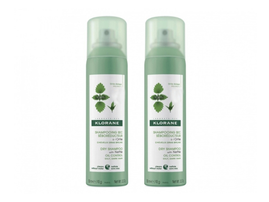 Klorane shampooing sec à l'ortie cheveux gras - 2x150ml
