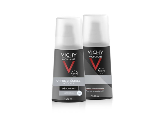 Vichy Homme Déodorant Vaporisateur Ultra-Frais - 2 x 100 ml