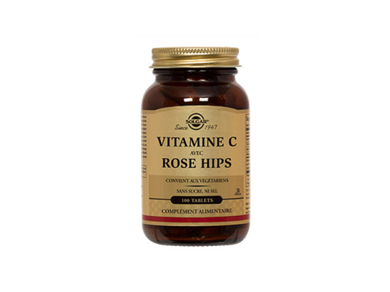 Solgar vitamine C avec Rose hips - 100 comprimés