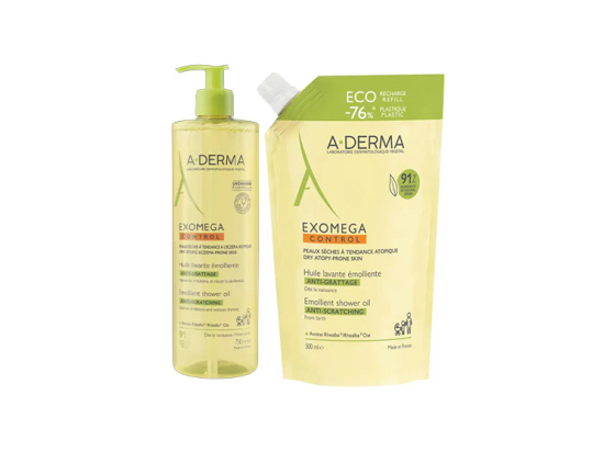 Exomega Control Huile Lavante Emolliente + Recharge - 2x500ml