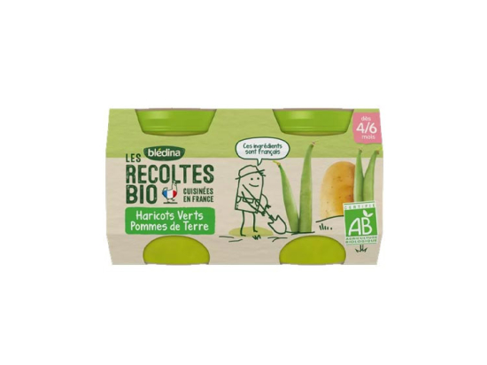 Blédina Les Récoltes Bio Petit Pot Haricots Verts Pommes de Terre - 2x130g