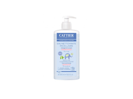 Cattier eau nettoyante micellaire corps et visage bébé bio - 500ml