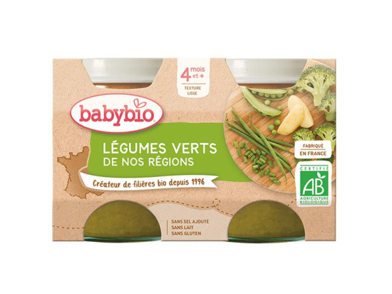 Babybio Petit Pot Légumes Verts de nos Régions BIO - 2x130g