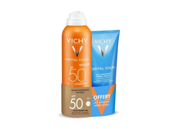 Vichy Capital Soleil Brume Hydratante Invisible  SPF50 - 200ml + Lait Apaisant Après-soleil OFFERT