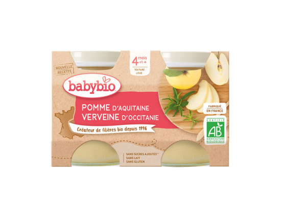Babybio Petits pots Pomme d'aquitaine et verveine BIO - 2x130g