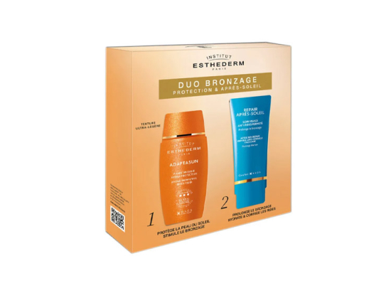 Coffret Duo Bronzage - Fluide Solaire Invisible Hydra-Protecteur Soleil Fort + Repair Après-Soleil Soin Visage Anti-Rides Fermeté - 40+50ml