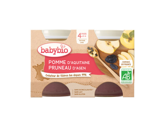 Babybio Petits pots pomme d'Aquitaine pruneau d'Agen BIO - 2x130g