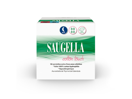 Cotton touch Serviettes hygiéniques Nuit extra-fines avec ailettes - 12 serviettes