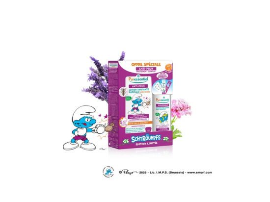 Puressentiel Anti-poux Coffret traitement complet lotion et shampooing Les Schtroumpfs - 100ml + 200ml