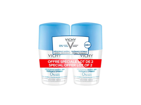 Vichy Déodorant Minéral Roll-on 48h Tolérance optimale - 2x50ml