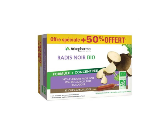Arkopharma Arkofluides Radis Noir BIO - 20 ampoules + 10 ampoules OFFERTES