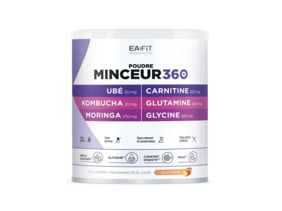 EAFIT Minceur 360 complément alimentaire en poudre Ubé Kombucha goût pêche