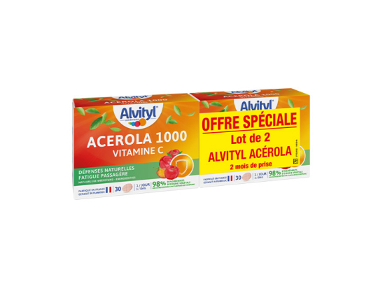 Acérola 1000 Vitamine C - 2x30 Comprimés à Croquer