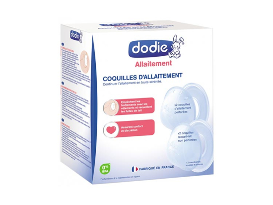 Dodie Coquilles d'Allaitement  - 2 coquilles perforées / 2 coquilles non perforées