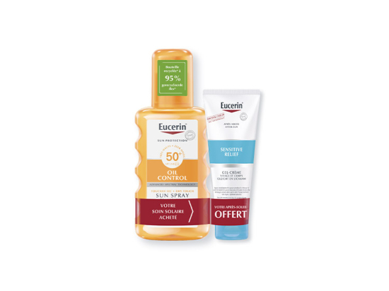 Eucerin Sun Protection Oil control Spray Transparent SPF50+ - 200ml + Sun Relief 50ml OFFERT