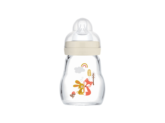 Biberon Verre Coloris Lin Tétine débit 1 -170ml