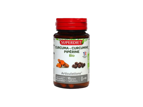 Superdiet Curcuma Curcumine Pipérine Bio - 45 gélules