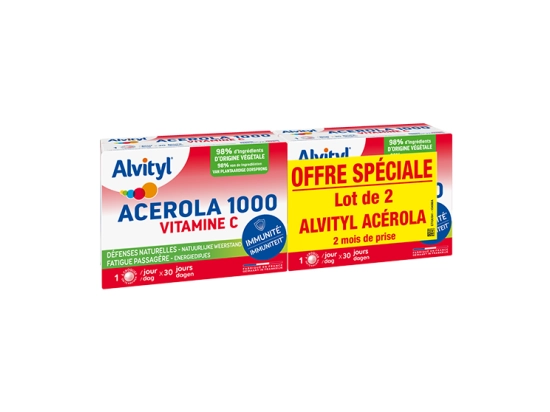 Acérola 1000 Vitamine C - 2x30 Comprimés à Croquer