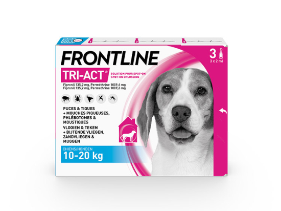 Tri-Act Chien M - Pipettes anti-puces pour chien de 10 à 20 kg - 3 pipettes de 2ml