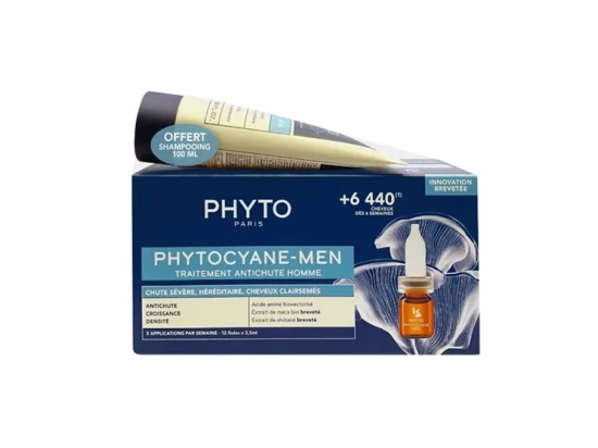 Phyto Phytocyane-Men Traitement Antichute sévère homme - 12x3.5ml + Shampoing Revigorant OFFERT