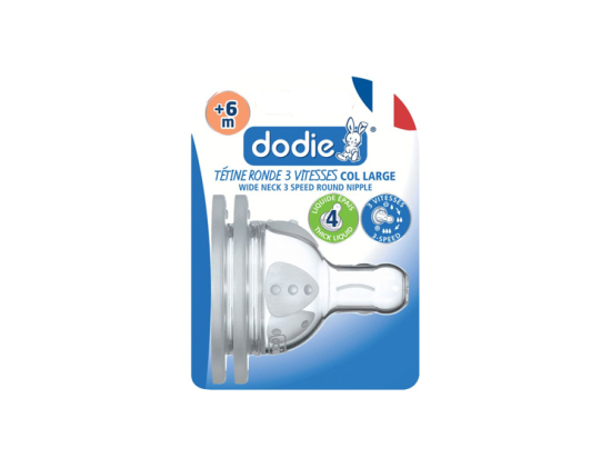 Dodie Initiation+ Tétine ronde 3 vitesses Col large +6 mois Liquide épais  - x2