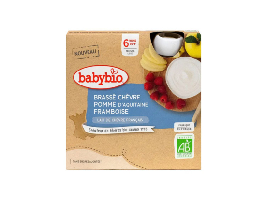 Babybio Gourde Brassé chèvre pomme d'aquitaine et framboise BIO - 4x85g