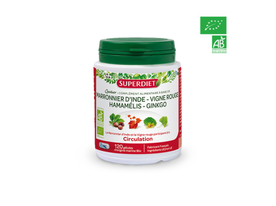 Superdiet quatuor vigne rouge circulation BIO - 120 gélules