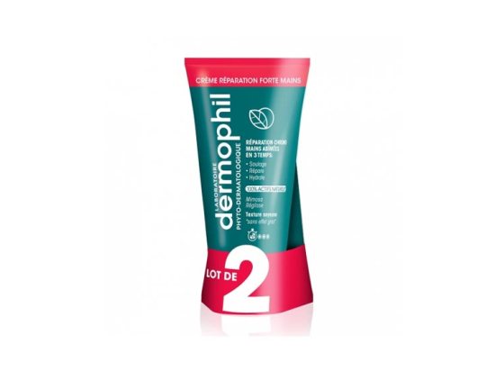 Dermophil Crème mains réparatrice  forte certfiée BIO -2 x 75ml