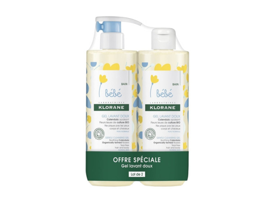 Klorane Bébé Gel Lavant Doux au Calendula - 2x500ml