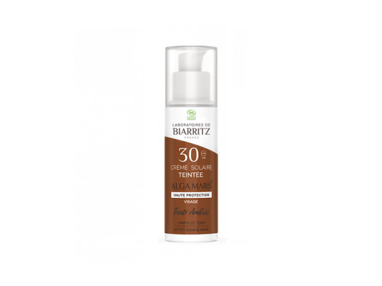 Laboratoires de Biarritz Alga Maris Crème Solaire Visage Teintée SPF30 BIO Teinte ambrée - 50ml