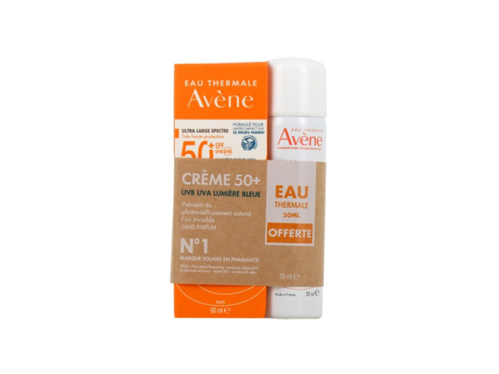 Crème Solaire Haute Protection SPF50+ + Eau Thermale OFFERTE - 50+50ml