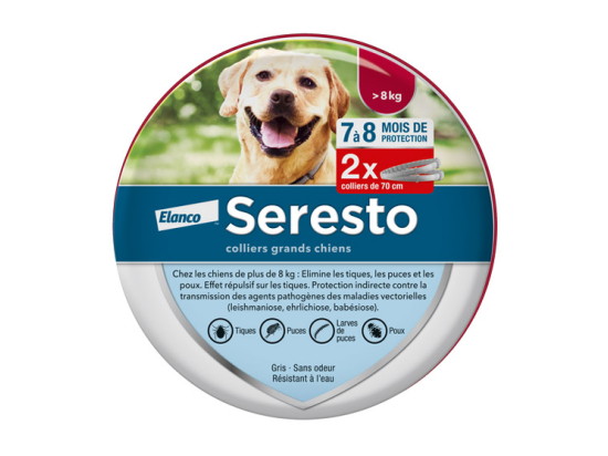 Seresto Grand chien collier anti-puces antiparasitaire - 2 colliers