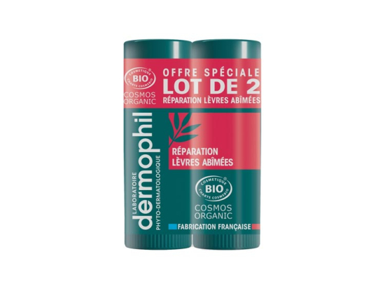 Dermophil Indien Stick à Lèvre BIO Lèvres Abimées Lot 2