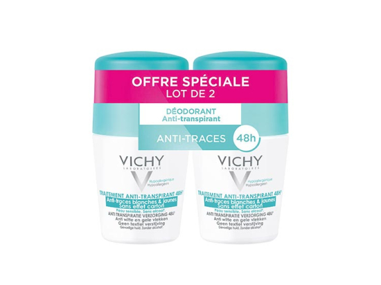 Vichy Déodorant Anti-transpirant 48h anti-traces jaunes et blanches - 2x50ml