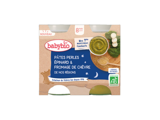 BabyBio Pâtes Perles Epinard Fromage de chèvre BIO - 2x200g