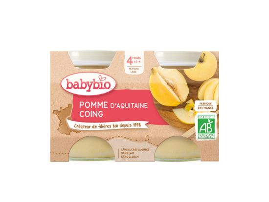 Babybio Petis pots Pomme d'Aquitain & coing BIO - 2x130g