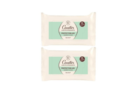 Lingettes Déodorantes Protection 48h Amande Fleurie - 2x15 lingettes
