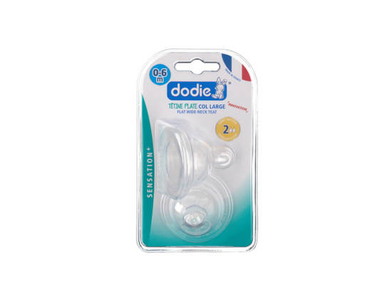 Dodie Sensation+ Tétine plate Col large 0-6 mois Débit moyen- x2