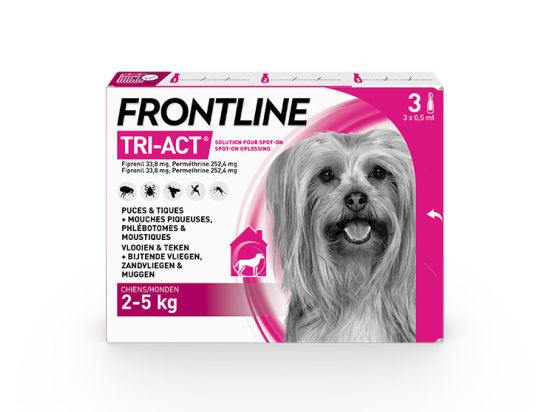Tri-Act Chien XS - Pipettes anti-puces pour chien de 2 à 5 kg - 3 pipettes de 1ml