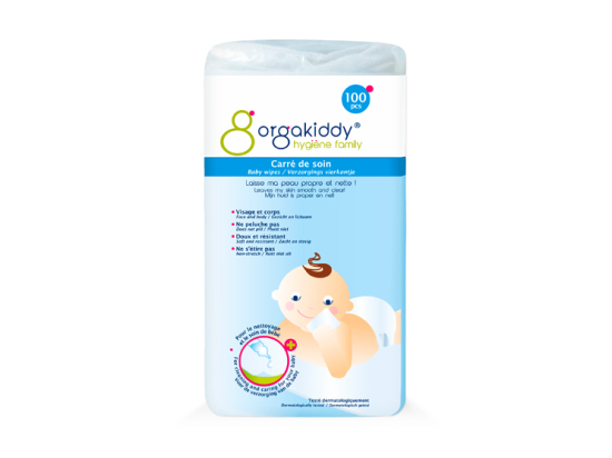 Orgakiddy carré de soin non tissé - 100 carrés